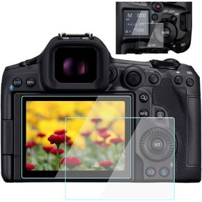 R5II Screen Protector for Canon EOS R5 Mark II Camera (2 TOP & LCD Screen), 9H Tempered Glass Anti-Scrach Anti-Bubble Ultra-Clear (4 Pack)