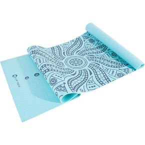 CAP Yoga Mat with Carry Strap, 5mm, Reversible Dahlia Design, Yellow/Gray