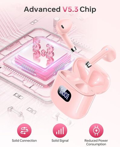Wireless Earbuds Bluetooth 5.3 Headphones, 40Hrs Playback Stereo Ear Buds with LED Display Charging Case IPX7 Waterproof in-Ear Earphones with Mic for Phone Tablet Laptop Sports, Green in Saudi Arabia