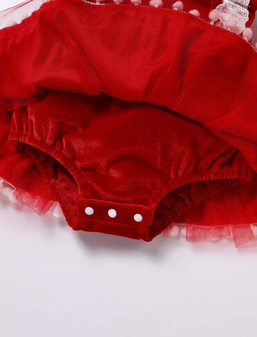 IDOPIP Baby Girls Velvet Dress Ruffle Lace Romper Tutu Dress Christmas Birthday Outfits Infant Princess Party Pageant Dresses in Saudi Arabia