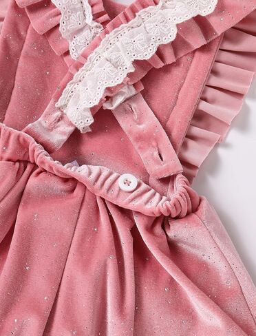 IDOPIP Baby Girls Velvet Dress Ruffle Lace Romper Tutu Dress Christmas Birthday Outfits Infant Princess Party Pageant Dresses in Saudi Arabia