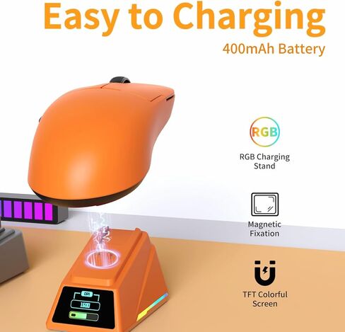 ماوس ألعاب AJ159PRO 8 كيلو هرتز بلوتوث/2.4 جيجا/سلكي 56 جيجا خفيف الوزن مع قاعدة شحن مغناطيسية، مستشعر PAW3395 26KDPI، Huanuo 100 مليون نقرة، وسادة قدم ETFE 100% وجهاز استقبال 8 كيلو هرتز in Kuwait