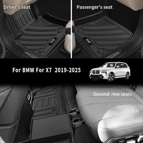 مخصص لـ 2019-2024 2025 BMW X7 G07 بطانة حقيبة السيارة ومسند ظهر المقعد الخلفي الثالث TPE المطاط جميع ملحقات الطقس G07 (بطانة البضائع + حصائر مسند الظهر) in Kuwait