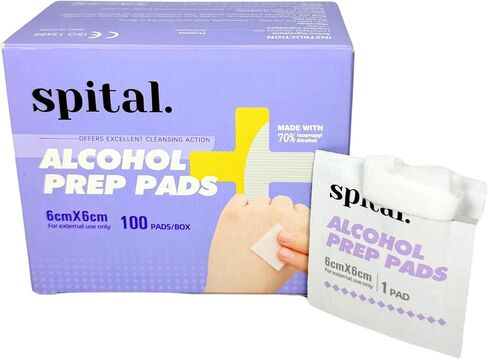 Generic Spital Alcohol Prep Pads (100 counts), 6cm x 6cm, Large and Thick Alcohol Swab, Individual Pack in Saudi Arabia