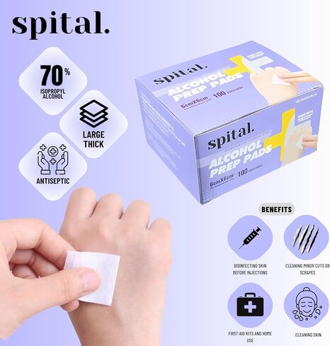 Generic Spital Alcohol Prep Pads (100 counts), 6cm x 6cm, Large and Thick Alcohol Swab, Individual Pack in Saudi Arabia