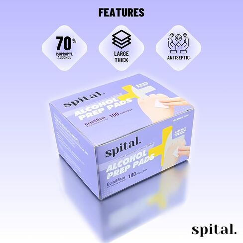 Generic Spital Alcohol Prep Pads (100 counts), 6cm x 6cm, Large and Thick Alcohol Swab, Individual Pack in Saudi Arabia