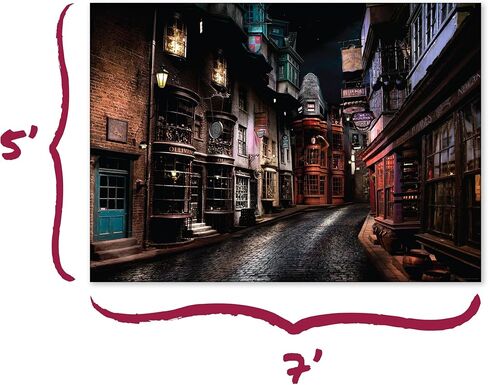 لافتة حائط بخلفية Conquest Journal Harry Potter Diagon Alley، خلفية صور كبيرة، ديكور للحفلات، ديكور غرفة عالم السحرة، 5 أقدام × 7 أقدام (60 بوصة × 84 بوصة)، مرخصة رسميًا in Kuwait