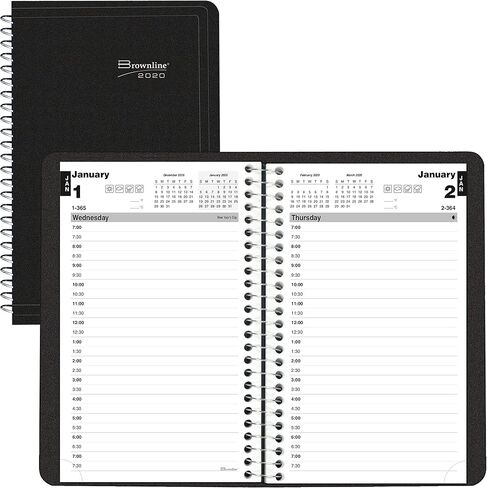 Blueline® 2025 Essential Daily Planner, Appointment Book, 12 Months, January to December, Spiral Binding, 8" x 5", Black, Bilingual (C2504.81BT-25) in Kuwait