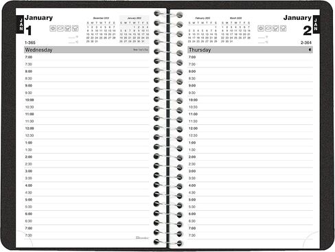 Blueline® 2025 Essential Daily Planner, Appointment Book, 12 Months, January to December, Spiral Binding, 8" x 5", Black, Bilingual (C2504.81BT-25) in Kuwait