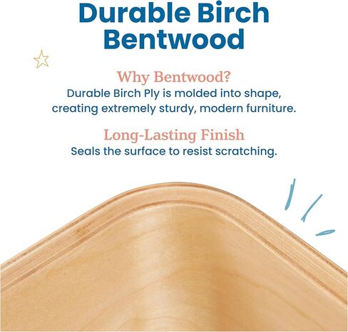 ECR4Kids Bentwood طقم طاولة مستديرة وكرسي خلفي منحني، أثاث أطفال، Earthtone، 5 قطع in Saudi Arabia