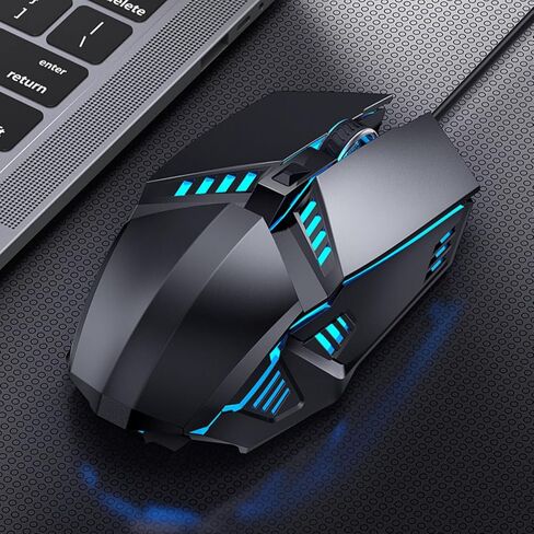 ماوس ألعاب سلكي، ماوس USB بصري للكمبيوتر المحمول/سطح المكتب، مريح، مع 6 أزرار قابلة للبرمجة، 4 نقطة لكل بوصة قابلة للتعديل حتى 4000 نقطة لكل بوصة، ماوس سلكي متعدد الوظائف للألعاب والمكتب in Kuwait