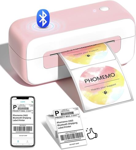 طابعة ملصقات الشحن Phomemo Bluetooth 4x6، 2024 ترقية طابعة الملصقات الحرارية لسطح المكتب للأعمال الصغيرة/حزم الشحن/المكتب/المنزل، على نطاق واسع لأمازون، Ebay، Shopify، Etsy، UPS، FedEx - أسود in Saudi Arabia