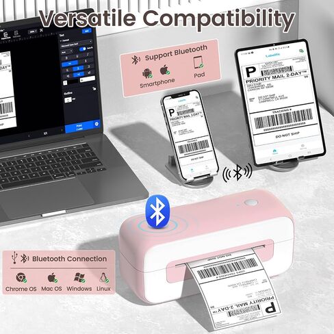 طابعة ملصقات الشحن Phomemo Bluetooth 4x6، 2024 ترقية طابعة الملصقات الحرارية لسطح المكتب للأعمال الصغيرة/حزم الشحن/المكتب/المنزل، على نطاق واسع لأمازون، Ebay، Shopify، Etsy، UPS، FedEx - أسود in Saudi Arabia