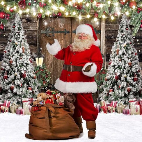 7X5FT Christmas Photo Backdrop Rustic Barn Wood Door Christmas Backdrop Christmas Tree Gifts Decor Background Family Xmas New Year Party Supplies F103 in Saudi Arabia
