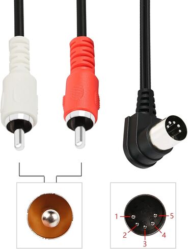 PNGKNYOCN 90 Degree Din 5 Pin to RCA Cable. Right Angle 5 Pin Din Male to 2 RCA Male Professional Grade Audio Cable for Bang & Olufsen, Naim, Quad, Stereo Systems(0.5m) in Saudi Arabia