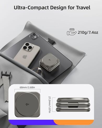 Foldable 3 in 1 Charging Station, Qi2 Certified 15W Magnetic Wireless Charger Stand, KU XIU X40Q Aluminum Alloy Travel Charger for iPhone 16/15/14, 5W for Apple Watch, AirPods, Gray in Saudi Arabia