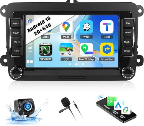 راديو السيارة Android 13 Carplay اللاسلكي لسيارة VW Passat Golf Jetta Seat Skoda مع Android Auto، 1G+32G 7 بوصة شاشة تعمل باللمس مع GPS Navi، بلوتوث، دعم HiFi/WiFi/FM/USB/مضخم صوت + كاميرا احتياطية in Saudi Arabia