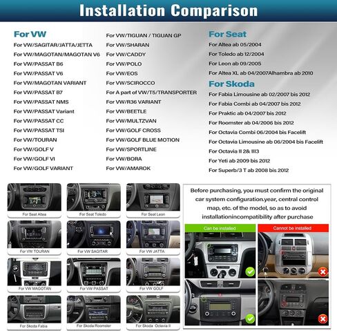 راديو السيارة Android 13 Carplay اللاسلكي لسيارة VW Passat Golf Jetta Seat Skoda مع Android Auto، 1G+32G 7 بوصة شاشة تعمل باللمس مع GPS Navi، بلوتوث، دعم HiFi/WiFi/FM/USB/مضخم صوت + كاميرا احتياطية in Saudi Arabia