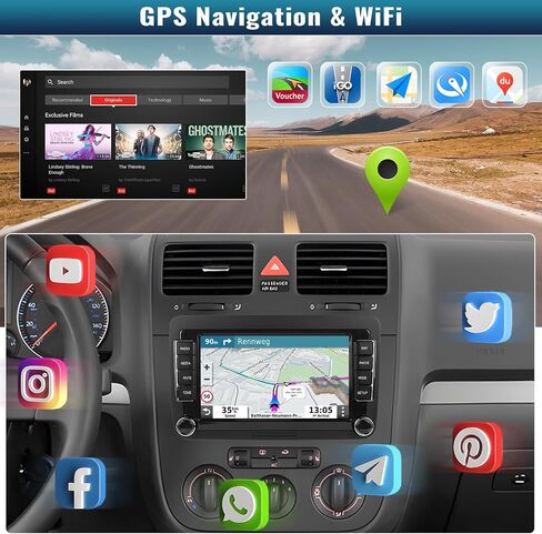 راديو السيارة Android 13 Carplay اللاسلكي لسيارة VW Passat Golf Jetta Seat Skoda مع Android Auto، 1G+32G 7 بوصة شاشة تعمل باللمس مع GPS Navi، بلوتوث، دعم HiFi/WiFi/FM/USB/مضخم صوت + كاميرا احتياطية in Saudi Arabia