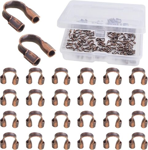 100pcs Antique Bronze Wire Guardians U-Shaped Wire Guard Loops Alloy Wire Cable Thread Protectors Accessories with a Box for DIY Bracelet Necklace Jewelry Making Supplies in Saudi Arabia