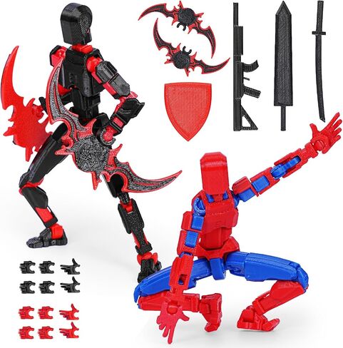 2PCS Titan Action Figure Set (Assembly Completed), 3D Printed Action Figure with 5 Weapons, Multi-Jointed Movable T13 Action Figure, Dummy 13 Desktop Decorations for Game Lovers Toys in Saudi Arabia