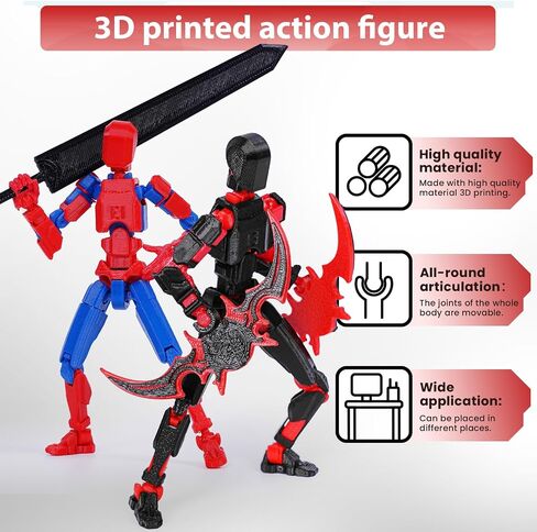 2PCS Titan Action Figure Set (Assembly Completed), 3D Printed Action Figure with 5 Weapons, Multi-Jointed Movable T13 Action Figure, Dummy 13 Desktop Decorations for Game Lovers Toys in Saudi Arabia