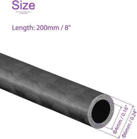 DMiotech 4 Pack 6mmx4mmx200mm Carbon Fiber Round Tubes, 3K Roll Wrapped Carbon Tube for RC Quadcopter, RC Airplane in Saudi Arabia