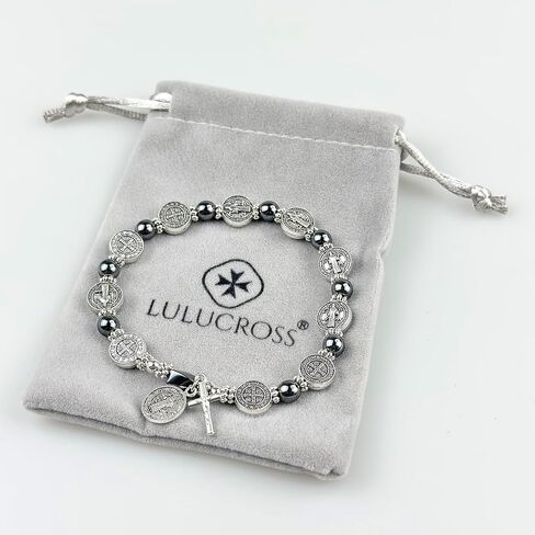 Catholic Rosary Metal Bracelet Saint Benedict Medal Bracelet for Men and Women Faith Baptism silvery in Saudi Arabia