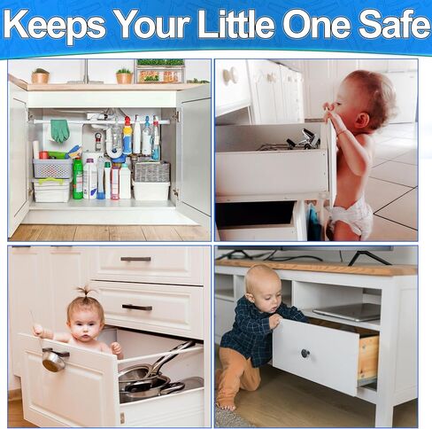 Magnetic Childproof Cabinet Locks - 12pc Set Toddler & Babyproof Drawer & Door Safety Latches - No Drill, Strong Adhesive, Hidden Design - Easy Install with Dual Locking Modes (12) in Saudi Arabia