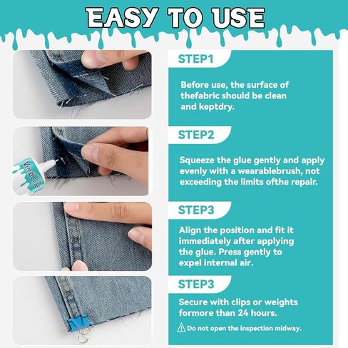 Fabric Glue, Mighty mend it Washable Fabric Glue, Liquid Stitch Clear Flexible Fabric Glue for Clothing, Glue for Fabric for All Fabrics, Cotton, Flannel, Denim, Leather, Polyester, Doll Repair in Saudi Arabia