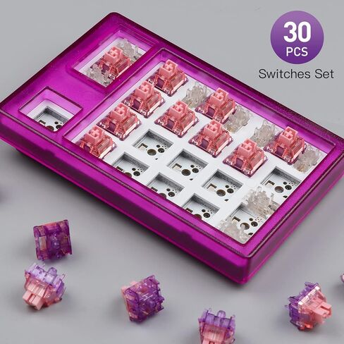 EPOMAKER Flamingo 30 قطعة 47gf مجموعة مفاتيح لوحة المفاتيح الميكانيكية الخطية، 35gf مفتاح مشحم من مصنع القوة الأولية مع جذع POM، زنبرك مزدوج، مبيت للكمبيوتر الشخصي للوحة مفاتيح الألعاب DIY in Kuwait