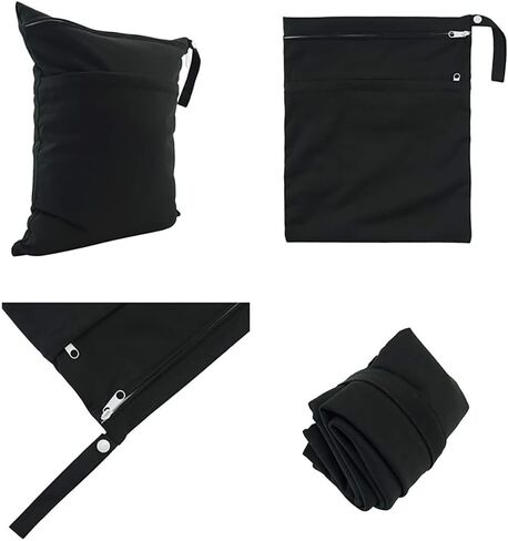 2 Pcs Wet Dry Bags for Baby Cloth Diapers Mommy Bags Waterproof Reusable with Two Zippered Pockets Yoga Gym Bag for Swimsuits or Wet Clothes in Saudi Arabia