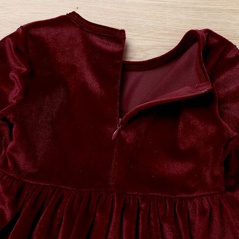 ODASDO Toddler Kid Baby Girl Velvet Dress Lace Floral Long Sleeve Princess Christmas Party Pageant Dress Fall Winter Clothes in Kuwait