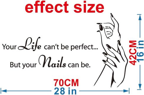 Makeup Nail Salon Vinyl Wall Stickers - Beauty Salon Wall Decals -Stylish Graphics for Artist Studio, Dressing Room, Girls' Bedrooms - Inspiring Murals and Decor for Women (Black-JZY002-Nails) in Saudi Arabia