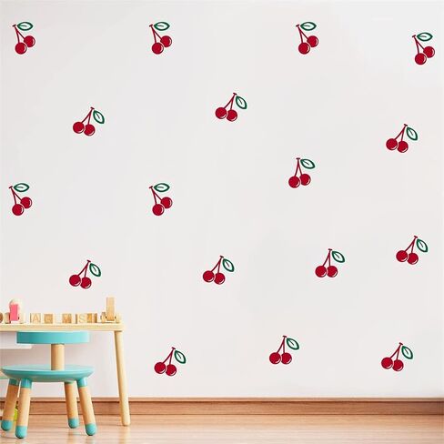 DIY Red Cherry Wall Decals for Kids Room Baby Nursery Room Decor Wall Stickers Wall Decor for Girls BK010 (Red) in Saudi Arabia