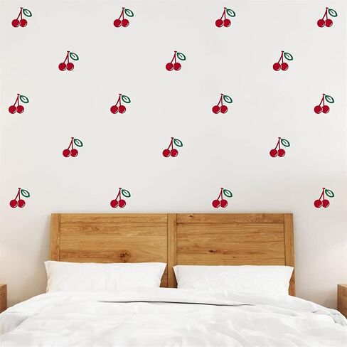 DIY Red Cherry Wall Decals for Kids Room Baby Nursery Room Decor Wall Stickers Wall Decor for Girls BK010 (Red) in Saudi Arabia