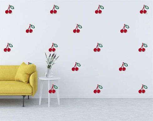 DIY Red Cherry Wall Decals for Kids Room Baby Nursery Room Decor Wall Stickers Wall Decor for Girls BK010 (Red) in Saudi Arabia
