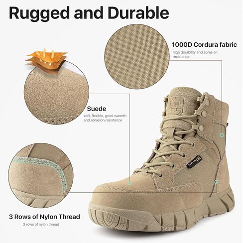 FREE SOLDIER Hiking Work Boots Women's Tactical Boots 6 Inches Lightweight Waterproof Military Boots Outdoors Desert Boots in Saudi Arabia