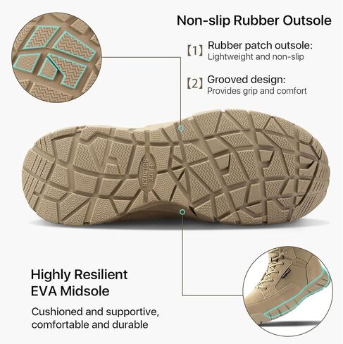 FREE SOLDIER Hiking Work Boots Women's Tactical Boots 6 Inches Lightweight Waterproof Military Boots Outdoors Desert Boots in Saudi Arabia