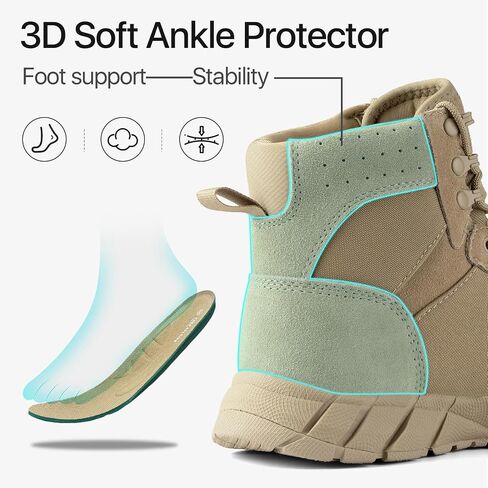 FREE SOLDIER Hiking Work Boots Women's Tactical Boots 6 Inches Lightweight Waterproof Military Boots Outdoors Desert Boots in Saudi Arabia