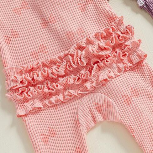 Baby Girl Newborn Clothes Fall Winter Hospital Coming Home Outfit Bow Long Sleeve Romper Zipper Onesie Jumpsuit in Kuwait
