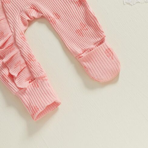 Baby Girl Newborn Clothes Fall Winter Hospital Coming Home Outfit Bow Long Sleeve Romper Zipper Onesie Jumpsuit in Kuwait
