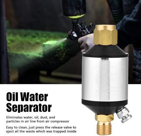 Oumefar ضاغط الهواء فاصل المياه، 1/4 "NPT مدخل ومخرج ضاغط الهواء مرشح فاصل المياه ضاغط الهواء مجفف مع صمام تصريف لأدوات الهواء قطع البلازما خطوط الهواء in Saudi Arabia