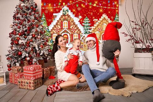Christmas Gingerbread House Backdrop 7x5FT Red Merry Christmas Candyland Background Winter Christmas Holiday Baby Shower Birthday Party Decorations Supplies Photo Props ﻿ in Saudi Arabia
