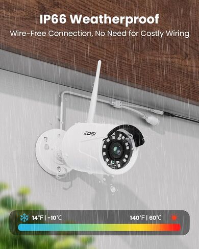ZOSI 8CH 2K WiFi Security Cameras System Outdoor with 1TB HDD, 8Pcs Weatherproof Plug-in Cameras, Night Vision, Smart Motion Detection, 2K H.265+ 8 Channel Home Surveillance NVR for 24/7 Recording in Saudi Arabia