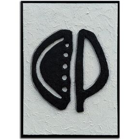 Slyart White Textured Wall Art, Hand Painted Canvas Abstract Wall Art Framed, 3D Minimalist White Leaf Plant Painting 24"x36"