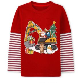 Toddler Boy Girl Christmas T-Shirt Stripe Long Sleeve Tees Ugly Xmas Santa Claus Tops 2-7 Years