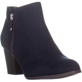 Style & Co. Womens Masrinaa Suede Block Heel Booties Navy 8 Medium (B,M)