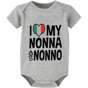 I Love My Nonna And Nonno Romper for Baby Girl Short Sleeve Baby Body Suits White Baby Romper 6-9 Months