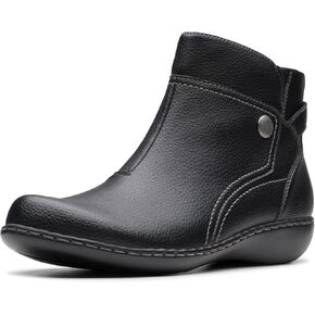Clarks Women's Ashland Mabel Ankle Boot, Black Tumbled, 9.5 Narrow